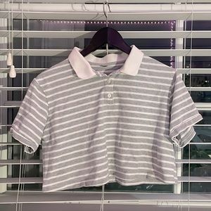 Collared crop top stripped shirt